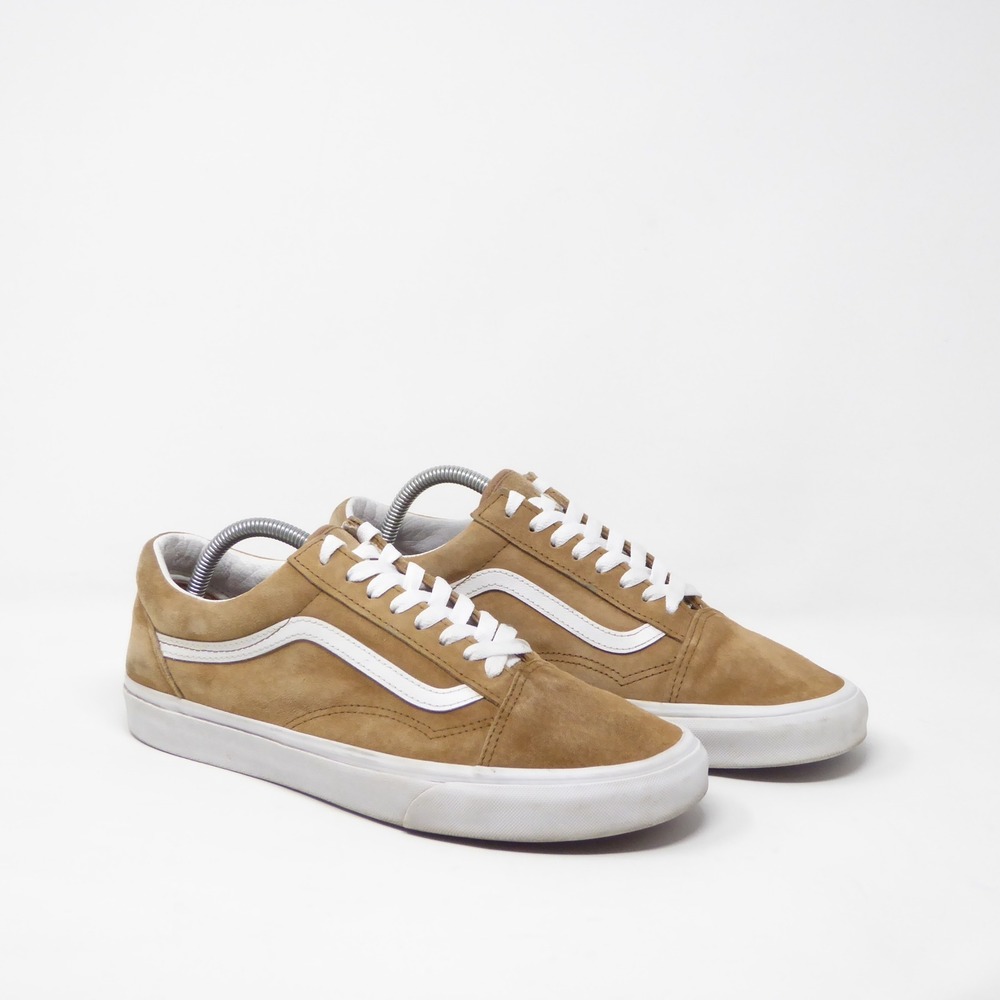 Vans Mens Old Skool Tan Pig Suede Water Repellent Sneakers Shoes Size 10